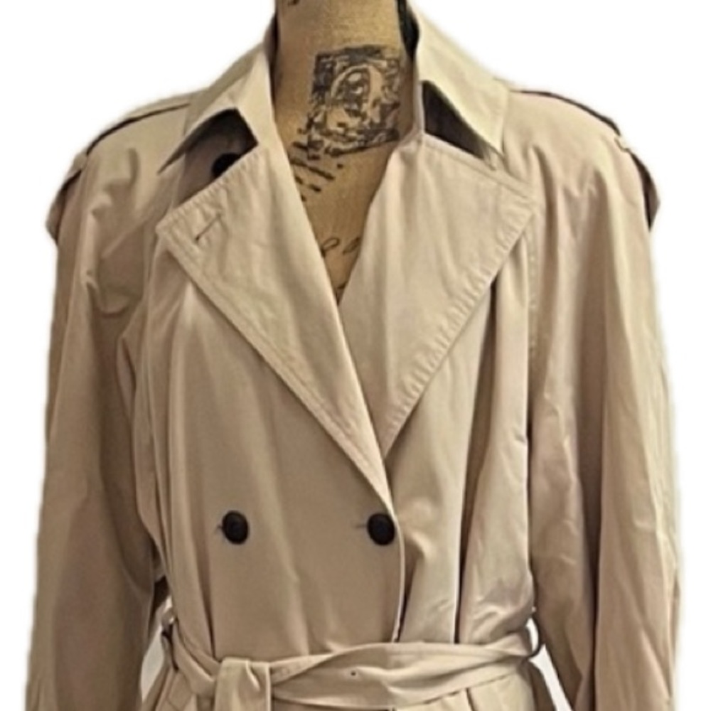 Etienne Aigner Tan Double-Breasted Trench Coat